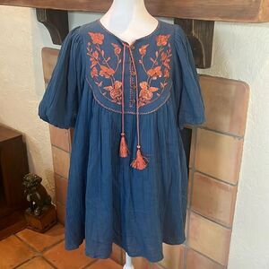 Free People Rosa Linda Embroidered Mini Dress, size XS